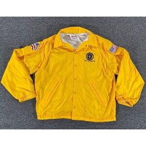 VINTAGE Birdie By Richard A. Leslie Jacket Yellow Button Up USA Made Mens Large